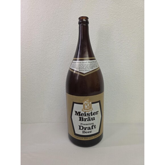Vintage Collectible Meister Brau Premium Draft Beer Bottle Half Gallon Unique - Picture 1 of 8